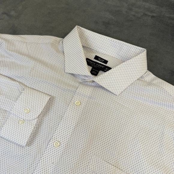 Pronto Uomo Other - Pronto Uomo Easy Care Dress Shirt Mens 18 1/2 34/35 White Slim Fit Geometric